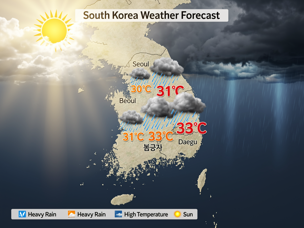 전국, 낮 최고 37도 폭염 속 밤부터 시간당 50mm 폭우 예보